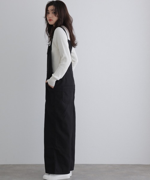 ElegChic(エレグシック)の「ベイカーワイドサロペットパンツ(サロペット/オーバーオール・レディース・カーキ/ブラック/ベージュ・XL/3L/4L/L/M)」の5枚目の写真