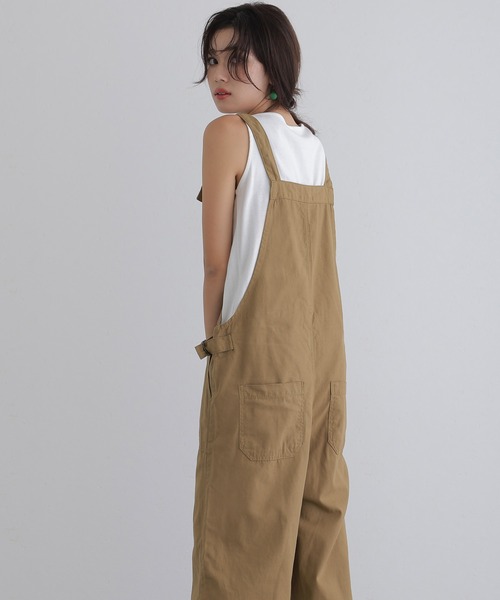 ElegChic(エレグシック)の「ベイカーワイドサロペットパンツ(サロペット/オーバーオール・レディース・カーキ/ブラック/ベージュ・XL/3L/4L/L/M)」の10枚目の写真