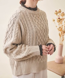 【150cm前後の小柄さんサイズ】ケーブル編みニットプルオーバー【洗える・親子リンクコーデ】