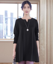 キーネックバックツイストポンチチュニックブラウス