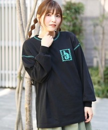 カラーステッチ刺繍ロングＴシャツ