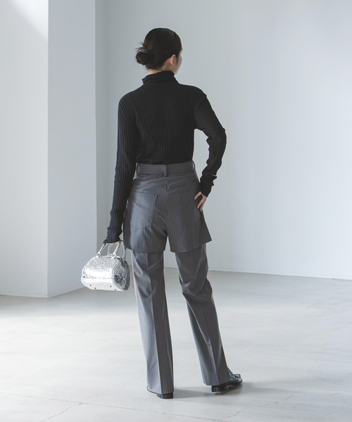 Noble（ノーブル）の「シルクカシミヤ ソフトワイドリブニット（ニット/セーター・レディース・チャコールグレー/ライトグレー/ホワイト・FREE）」の6枚目の写真