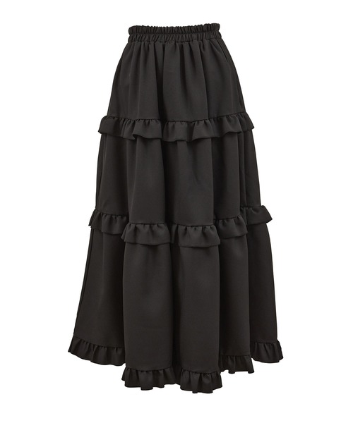 PUNYUS（プニュズ）の「フリルティアードロングスカート（スカート・レディース・ブラック・1/2/3/4）」の8枚目の写真