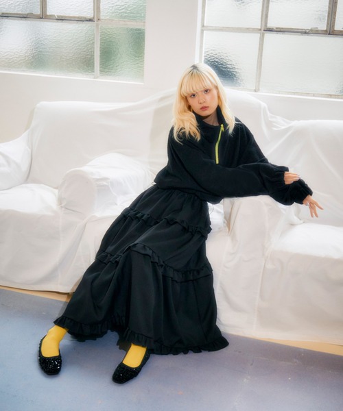 PUNYUS（プニュズ）の「フリルティアードロングスカート（スカート・レディース・ブラック・1/2/3/4）」の9枚目の写真