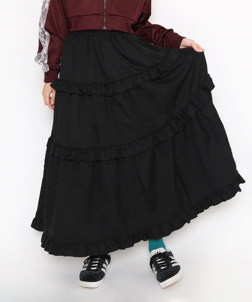 PUNYUS（プニュズ）の「フリルティアードロングスカート（スカート・レディース・ブラック・1/2/3/4）」の18枚目の写真