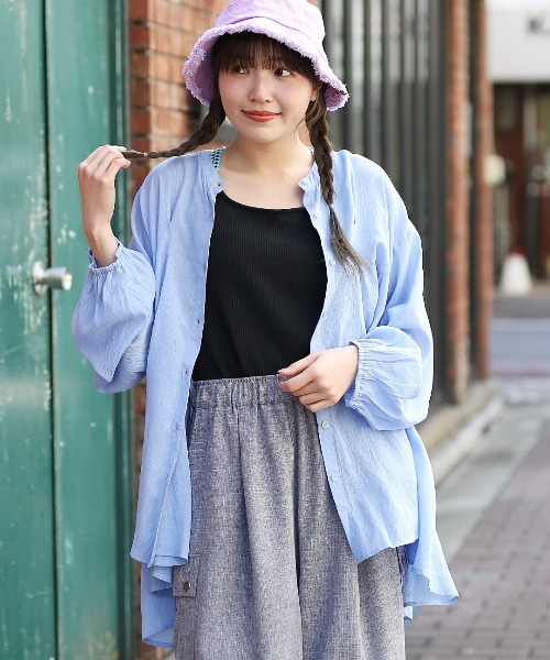 チチカカ(チチカカ)の「タックチュニックブラウス【大きいサイズ】(シャツ/ブラウス・レディース・ブルー/ネイビー/ベージュ・3L)」の19枚目の写真