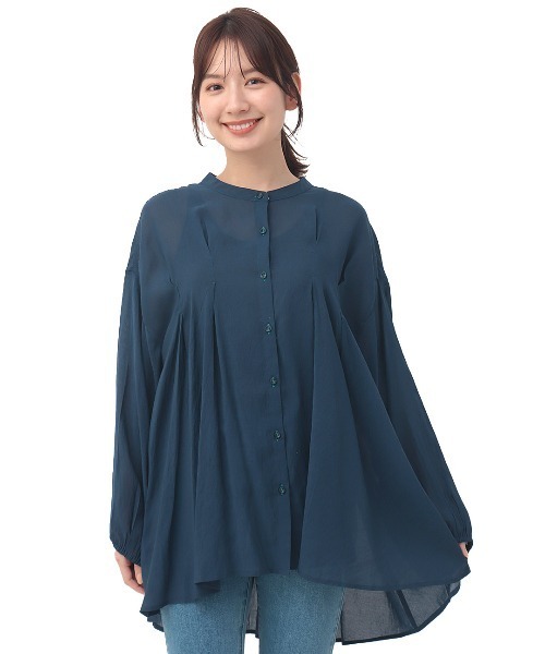 チチカカ(チチカカ)の「タックチュニックブラウス【大きいサイズ】(シャツ/ブラウス・レディース・ブルー/ネイビー/ベージュ・3L)」の22枚目の写真