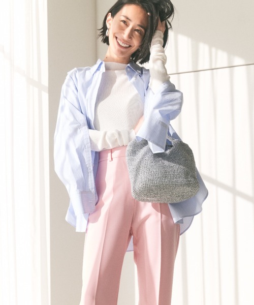 Mila Owen（ミラオーウェン）の「2サイズ袖スリット釦ダウンシャツ【手洗い可能】（シャツ/ブラウス・レディース・ライトブルー/ピンク/ホワイト/チャコールグレー・1/0）」の3枚目の写真