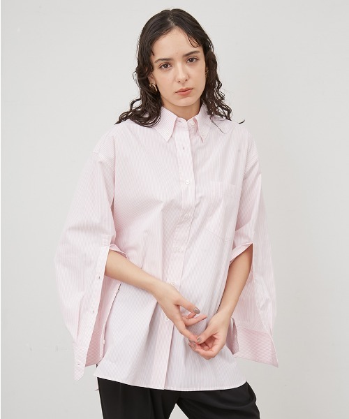 未使用❣️ダークブラウン長袖シャツ約3万5千円 Mila Owen（ミラオーウェン）の「2サイズ袖スリット釦ダウン
