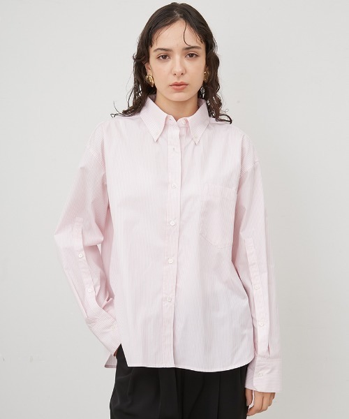 Mila Owen（ミラオーウェン）の「2サイズ袖スリット釦ダウンシャツ【手洗い可能】（シャツ/ブラウス・レディース・ライトブルー/ピンク/ホワイト/チャコールグレー・1/0）」の19枚目の写真