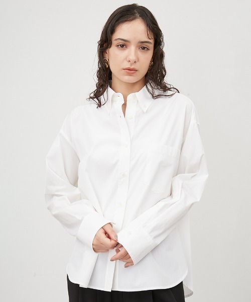 Mila Owen（ミラオーウェン）の「2サイズ袖スリット釦ダウンシャツ【手洗い可能】（シャツ/ブラウス・レディース・ライトブルー/ピンク/ホワイト/チャコールグレー・1/0）」の21枚目の写真