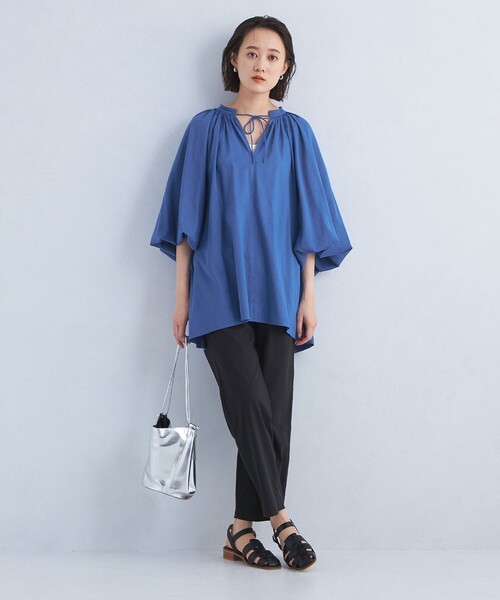 green label relaxing（グリーンレーベルリラクシング）の「［size SHORTあり］ボリュームスリーブ チュニック ブラウス（シャツ/ブラウス・レディース・ブラック/ホワイト/ピンク/ロイヤルブルー/その他1・FREE/SHORT）」の9枚目の写真