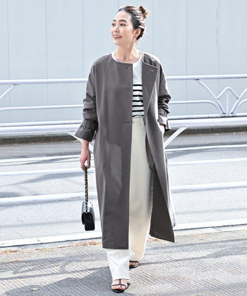 B.C STOCK(ベーセーストック)の「ノーカラートレンチ(トレンチコート・レディース・ブラック/ベージュ・FREE)」の18枚目の写真