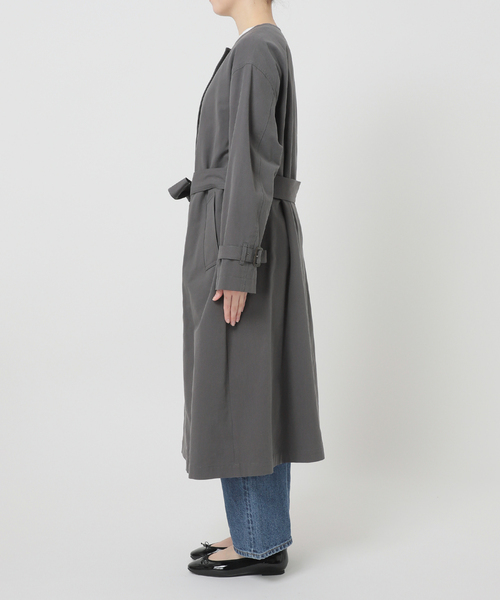 B.C STOCK(ベーセーストック)の「ノーカラートレンチ(トレンチコート・レディース・ブラック/ベージュ・FREE)」の4枚目の写真