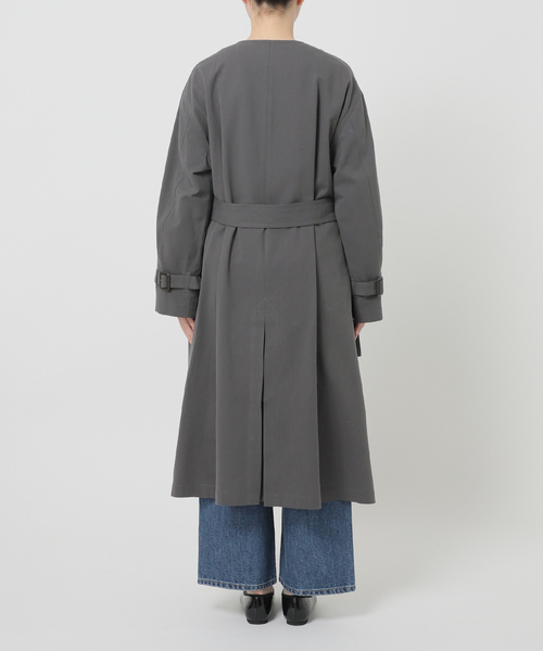 B.C STOCK(ベーセーストック)の「ノーカラートレンチ(トレンチコート・レディース・ブラック/ベージュ・FREE)」の5枚目の写真