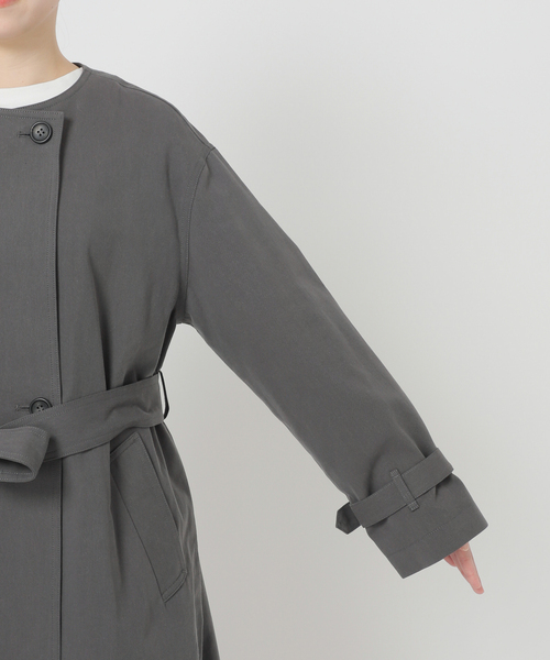 B.C STOCK(ベーセーストック)の「ノーカラートレンチ(トレンチコート・レディース・ブラック/ベージュ・FREE)」の9枚目の写真