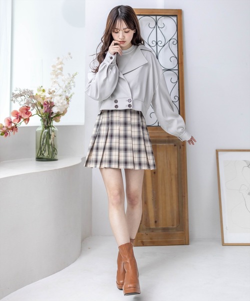 clear（クリア）の「Aラインミドル丈トレンチジャケット≪2024SS新作≫（トレンチコート・レディース・ミント/アイボリー・F）」の17枚目の写真