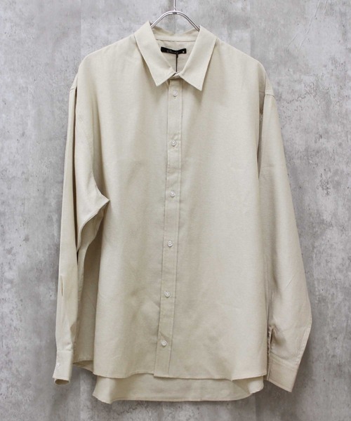 SHISKY（シスキー）の「無地レギュラーカラーオーバーシャツ（シャツ/ブラウス・メンズ・カーキ/オフホワイト/グレー系/ネイビー系/チャコール/ベージュ/サックスブルー系・M/L）」の4枚目の写真