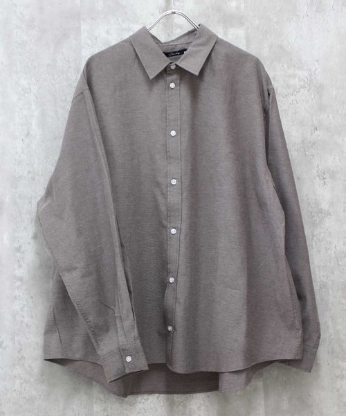 SHISKY（シスキー）の「無地レギュラーカラーオーバーシャツ（シャツ/ブラウス・メンズ・カーキ/オフホワイト/グレー系/ネイビー系/チャコール/ベージュ/サックスブルー系・M/L）」の2枚目の写真