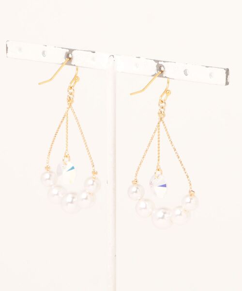 tone(トーン)の「【RosraiE】クリスタルガラスドロップパール ピアス(MA)(ピアス(両耳用)・レディース・ゴールド・FREE)」の2枚目の写真