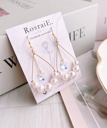 【RosraiE】クリスタルガラスドロップパール ピアス(MA)