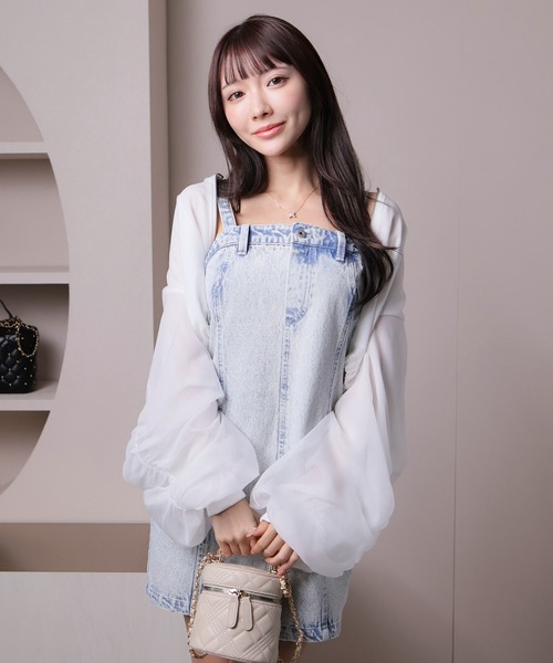 LIPSERVICE（リップサービス）の「シアーギャザーブルゾン（ブルゾン・レディース・ホワイト/ブラック・FREE）」の6枚目の写真