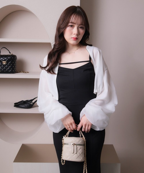 LIPSERVICE（リップサービス）の「シアーギャザーブルゾン（ブルゾン・レディース・ホワイト/ブラック・FREE）」の10枚目の写真