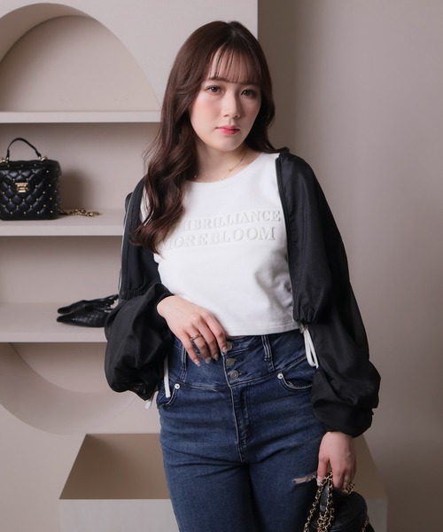 LIPSERVICE（リップサービス）の「シアーギャザーブルゾン（ブルゾン・レディース・ホワイト/ブラック・FREE）」の13枚目の写真