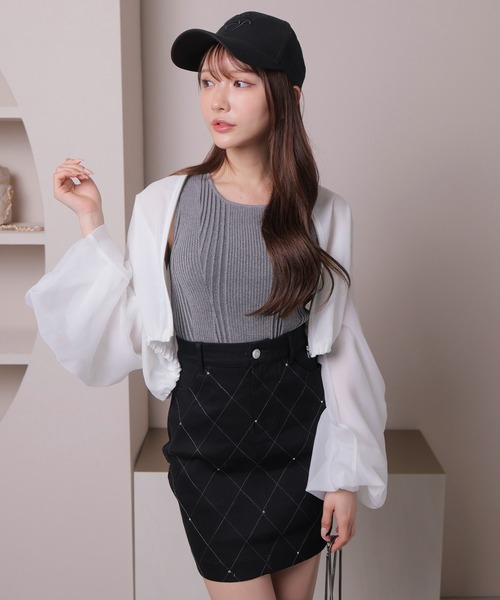 LIPSERVICE（リップサービス）の「シアーギャザーブルゾン（ブルゾン・レディース・ホワイト/ブラック・FREE）」の18枚目の写真