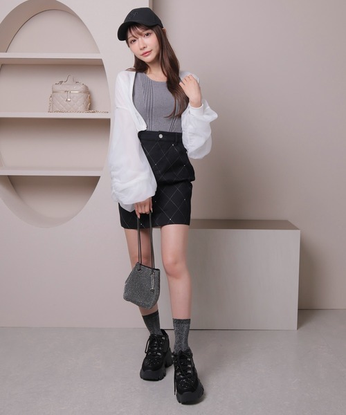 LIPSERVICE（リップサービス）の「シアーギャザーブルゾン（ブルゾン・レディース・ホワイト/ブラック・FREE）」の19枚目の写真