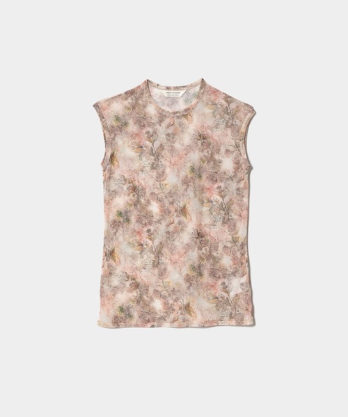 beautiful people（ビューティフルピープル）の「sheer flower printed jersey tank top（Tシャツ/カットソー・レディース・ピンクベージュ・38/36）」の5枚目の写真