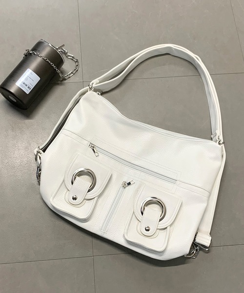 non-hedge（ノンヘッジ）の「マルチポケット付3WAYバッグ（バックパック/リュック・レディース・ブラック/ホワイト/シルバー・FREE）」の2枚目の写真