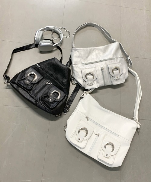 non-hedge（ノンヘッジ）の「マルチポケット付3WAYバッグ（バックパック/リュック・レディース・ブラック/ホワイト/シルバー・FREE）」の10枚目の写真