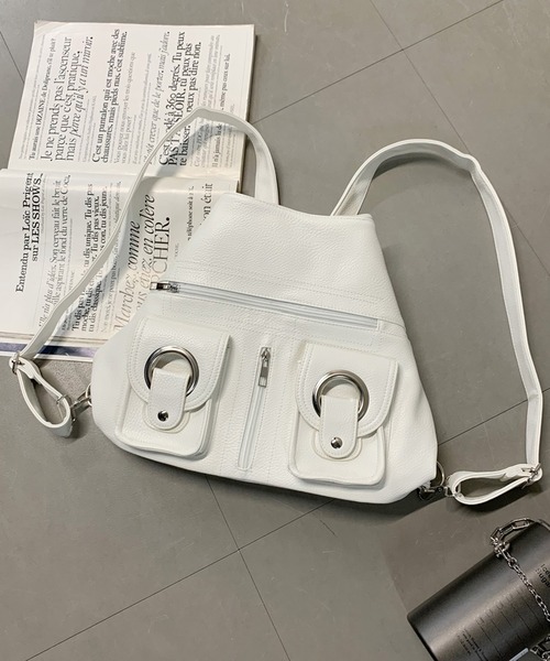 non-hedge（ノンヘッジ）の「マルチポケット付3WAYバッグ（バックパック/リュック・レディース・ブラック/ホワイト/シルバー・FREE）」の9枚目の写真