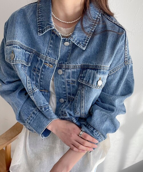 fredy emue(フレディエミュ)の「クロップド丈デニムジャケット(デニムジャケット・レディース・ネイビー/サックスブルー・38)」の10枚目の写真