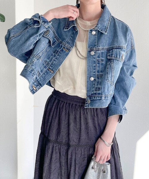 fredy emue(フレディエミュ)の「クロップド丈デニムジャケット(デニムジャケット・レディース・ネイビー/サックスブルー・38)」の20枚目の写真