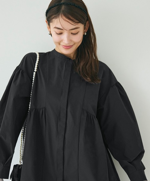 coca(coca)(コカ)の「ギャザーフレアーブラウス/吸汗速乾/ストレッチ(シャツ/ブラウス・レディース・ネイビー/ブラック・M/L)」の5枚目の写真