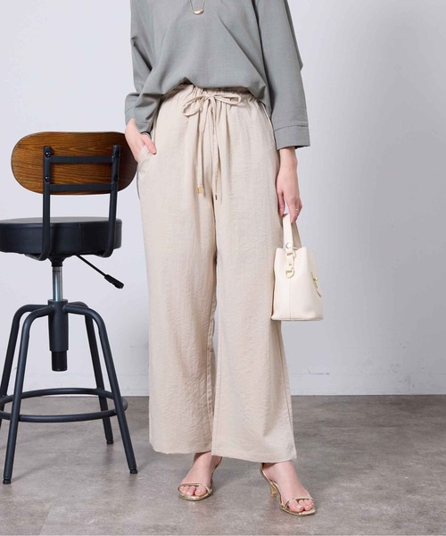 Chez toi（シェトワ）の「リネンタッチストレートパンツ（その他パンツ・レディース・ブラック/キャメル/ベージュ/カーキ・FREE）」の2枚目の写真