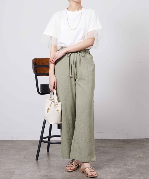 Chez toi（シェトワ）の「リネンタッチストレートパンツ（その他パンツ・レディース・ブラック/キャメル/ベージュ/カーキ・FREE）」の10枚目の写真