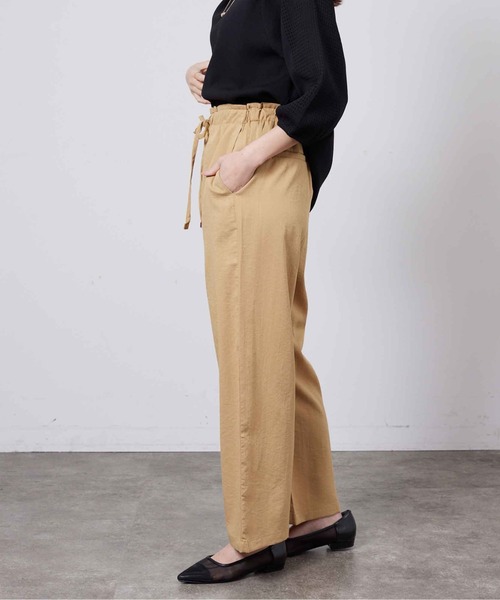 Chez toi（シェトワ）の「リネンタッチストレートパンツ（その他パンツ・レディース・ブラック/キャメル/ベージュ/カーキ・FREE）」の5枚目の写真
