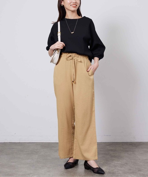 Chez toi（シェトワ）の「リネンタッチストレートパンツ（その他パンツ・レディース・ブラック/キャメル/ベージュ/カーキ・FREE）」の8枚目の写真