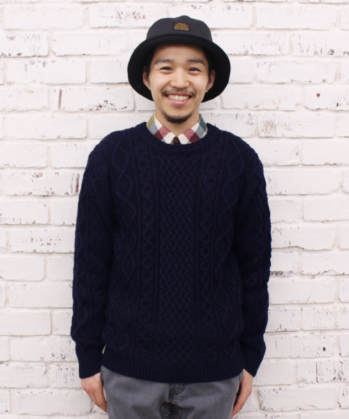 CIAOPANIC（チャオパニック）の「【Ciaopanic】AC/Wアラン柄P/O（ニット/セーター・メンズ・アイボリー/グレー/グリーン/ブルー/ネイビー/ボルドー・LARGE/MEDIUM）」の4枚目の写真