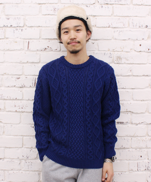 CIAOPANIC（チャオパニック）の「【Ciaopanic】AC/Wアラン柄P/O（ニット/セーター・メンズ・アイボリー/グレー/グリーン/ブルー/ネイビー/ボルドー・LARGE/MEDIUM）」の5枚目の写真