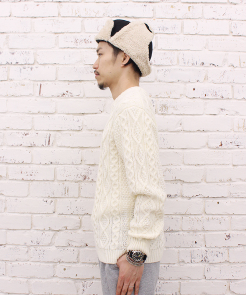 CIAOPANIC（チャオパニック）の「【Ciaopanic】AC/Wアラン柄P/O（ニット/セーター・メンズ・アイボリー/グレー/グリーン/ブルー/ネイビー/ボルドー・LARGE/MEDIUM）」の13枚目の写真