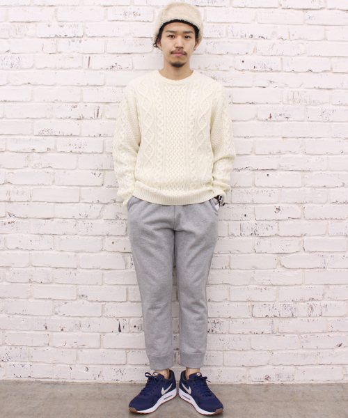 CIAOPANIC（チャオパニック）の「【Ciaopanic】AC/Wアラン柄P/O（ニット/セーター・メンズ・アイボリー/グレー/グリーン/ブルー/ネイビー/ボルドー・LARGE/MEDIUM）」の10枚目の写真