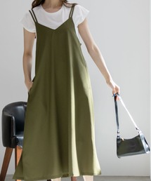 NAVY（ネイビー）の「NAVY 麻ライクキャミソールワンピース＋Tシャツセット アンサブル（ワンピース）」