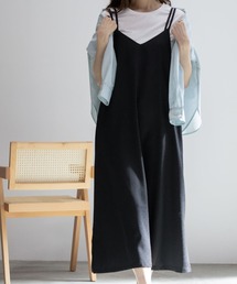 NAVY 麻ライクキャミソールワンピース+Tシャツセット アンサブル