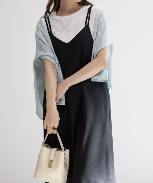 NAVY(ネイビー)の「NAVY 麻ライクキャミソールワンピース+Tシャツセット アンサブル(ワンピース・レディース・ベージュ/ブラック/カーキ・M/L/XL/S)」の7枚目の写真