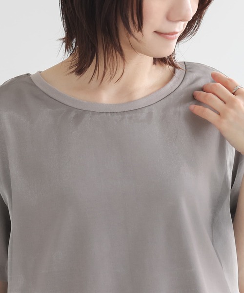 n'OrLABEL(ノアールレーベル)の「オーガンジーレイヤードトップス(Tシャツ/カットソー・レディース・グレー/オフホワイト・2/1)」の12枚目の写真