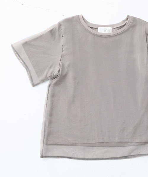 n'OrLABEL(ノアールレーベル)の「オーガンジーレイヤードトップス(Tシャツ/カットソー・レディース・グレー/オフホワイト・2/1)」の16枚目の写真